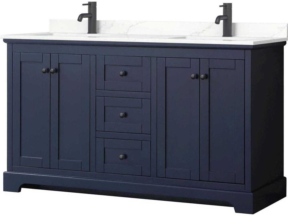 Avery 60-Inch Double Bathroom Vanity Cabinet in Solid Wood and Plywood
