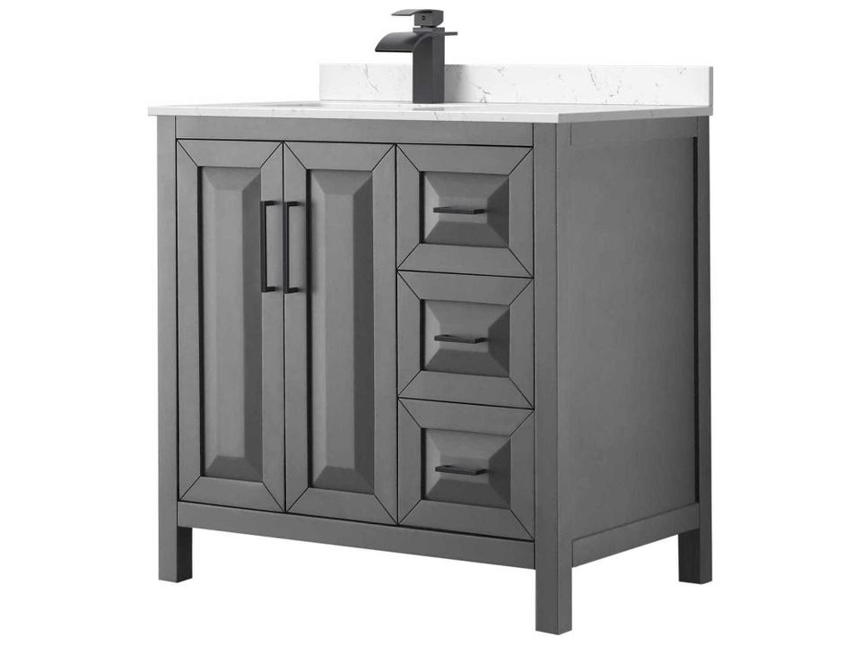 Daria 36 Inch Single Bathroom Vanity in Dark Gray with Cultured Marble Top