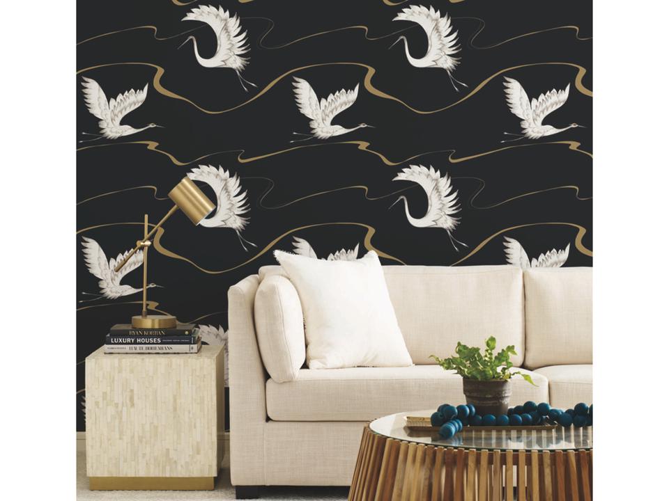 Black & White Resource Library Black Gold Soaring Cranes Wallpaper