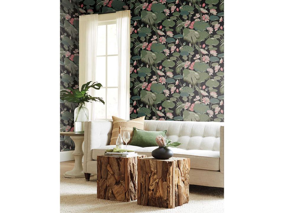Greenhouse Black Pink Lotus Pond Wallpaper