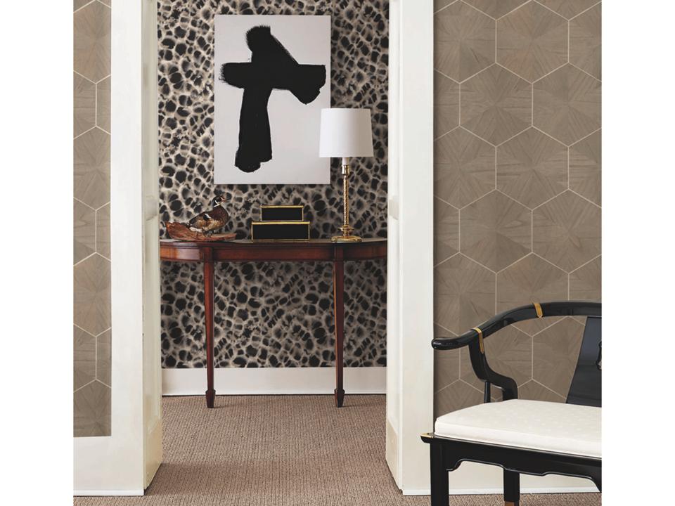 Ronald Redding Traveler Black Leopard Rosettes Wallpaper