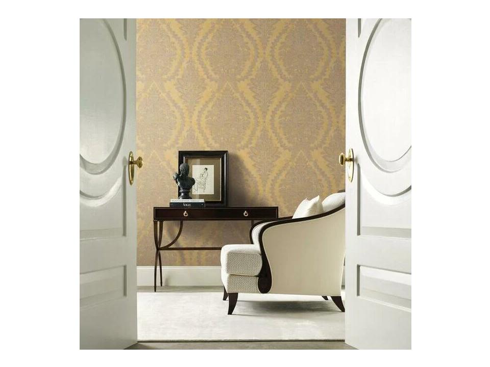 Ronald Redding 24 Karat Yellow Charleston Damask Wallpaper