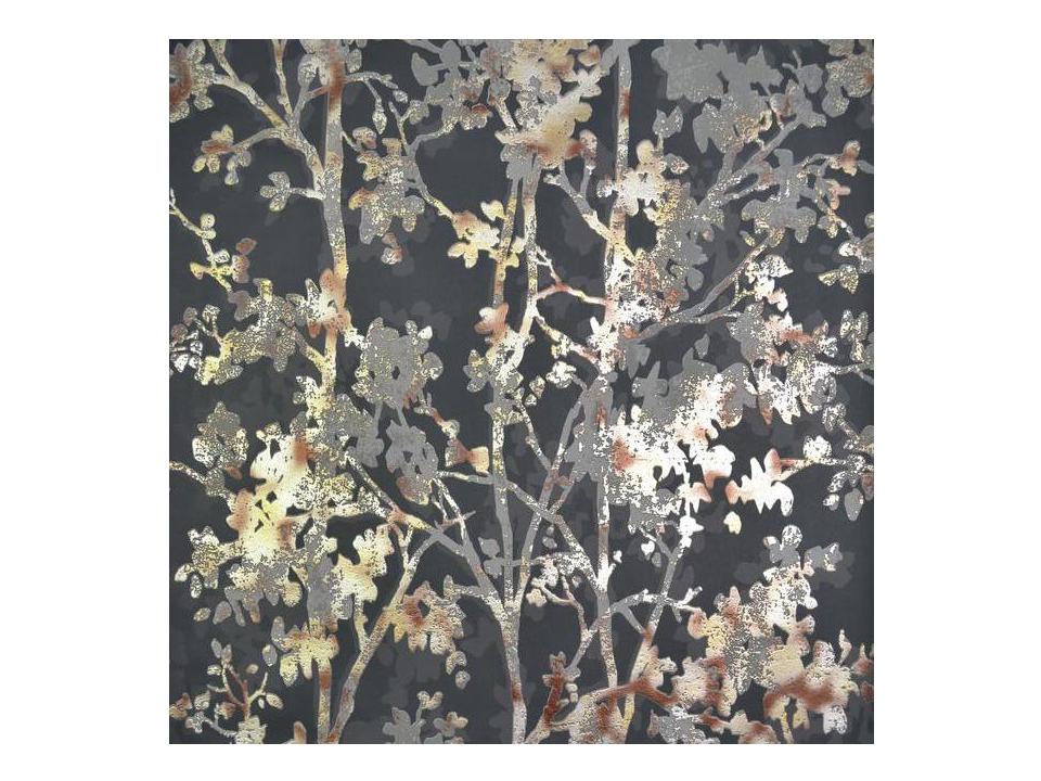 Antonina Vella Modern Metals Black Shimmering Foliage Wallpaper