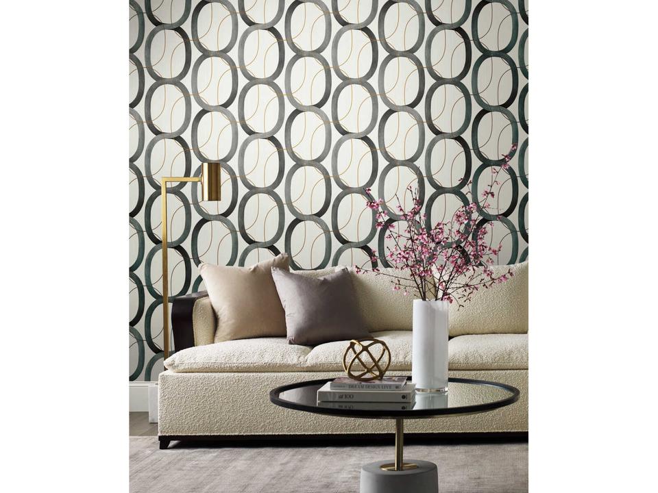 Modern Nature 2nd Edition Black Gold Interlock Wallpaper