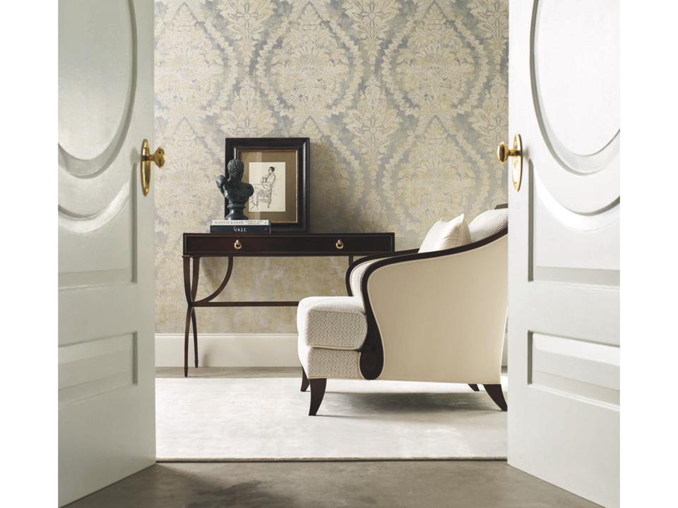 Ronald Redding 24 Karat Silver Charleston Damask Wallpaper