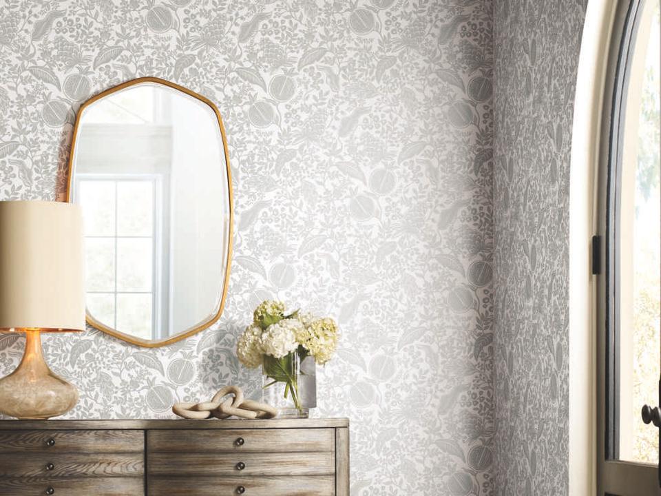 Rifle Paper Co. Second Edition White Black Pomegranate Wallpaper