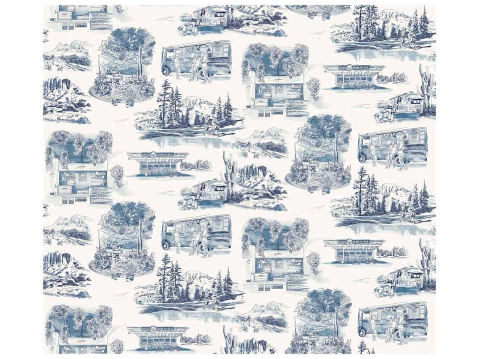 Toile Resource Library Navy Wallpaper