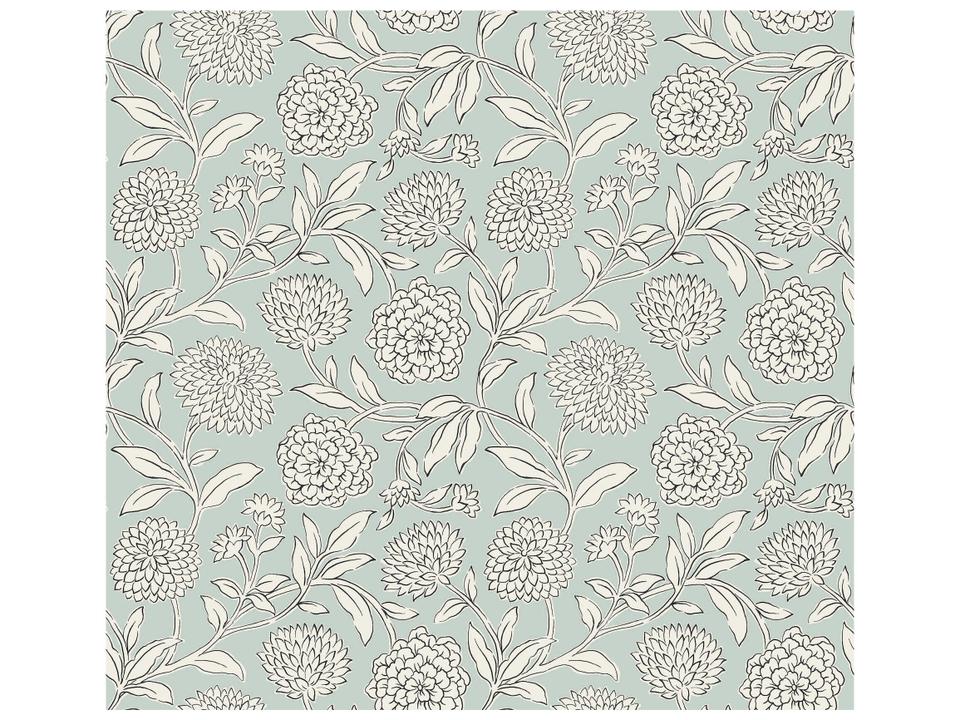 Antonina Vella Garden Sky Blue Floral Trail Wallpaper