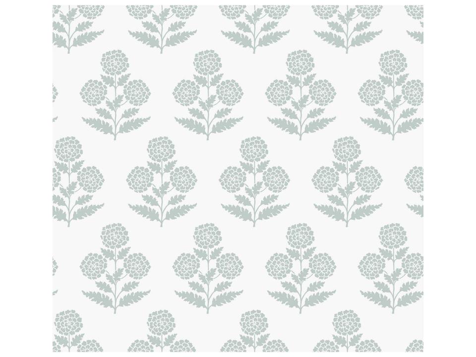Antonina Vella Light Blue Marigolds Wallpaper