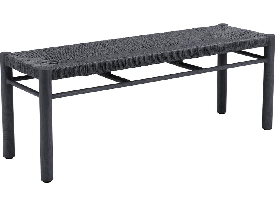 Iska Black Faux Wood Wicker Bench
