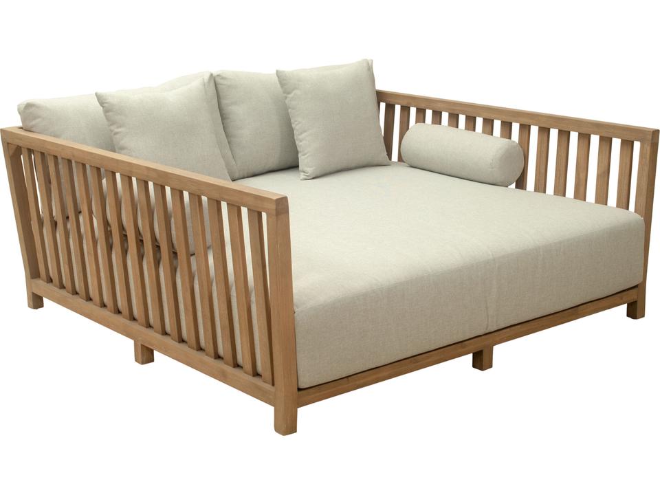 Teras Gray Wood Cushion Lounge Bed