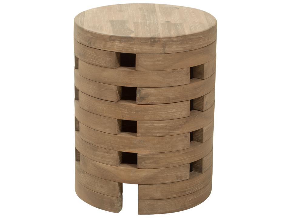 Mado Round Outdoor Side Table in Natural Acacia Wood