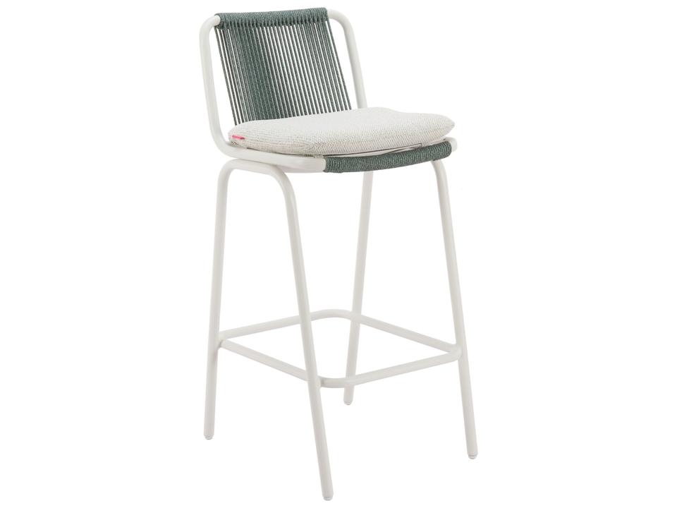 Luft White Green Aluminum Cushion Bar Stool, Set of 2