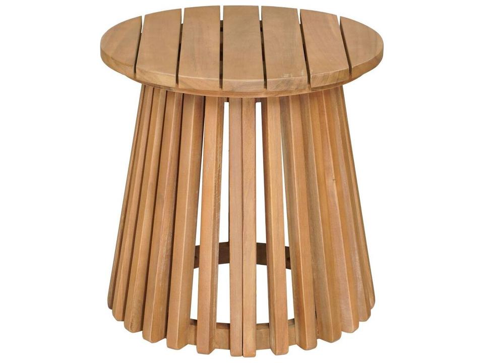 Zahara Round Outdoor Side Table in Natural Acacia Wood