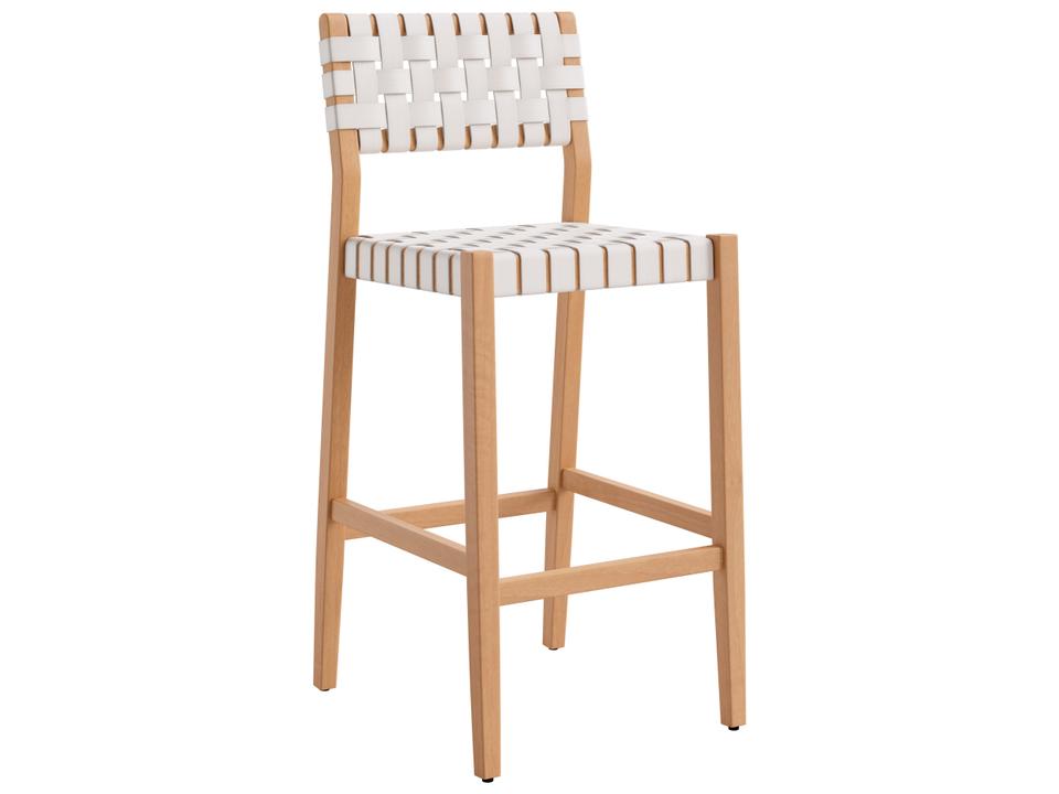White Wood Wicker Bar Stool