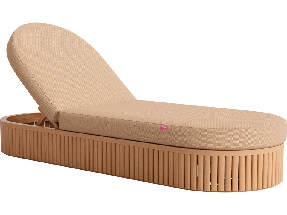 Brown Wood Cushion Chaise Lounge