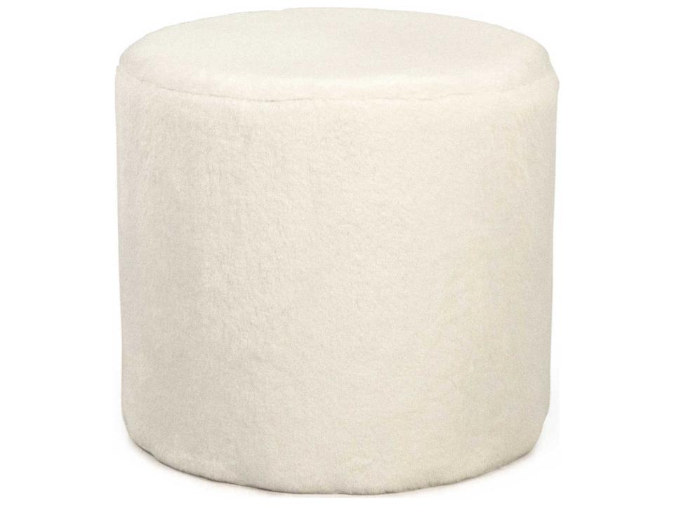 White Faux Fur Upholstered Accent Stool