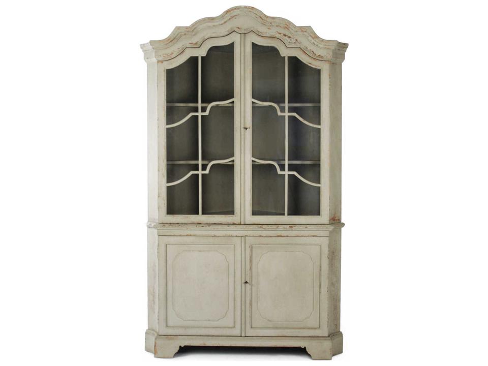 Dennis Corner Display Cabinet in Distressed Cream