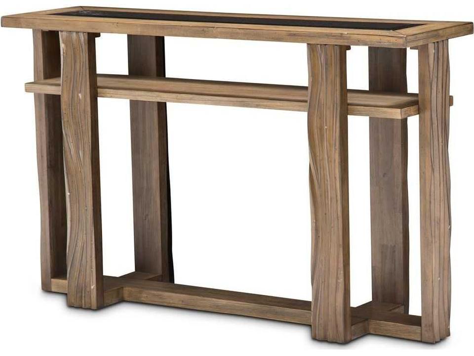 Del Mar Sound Rectangular Glass Console Table in Boardwalk
