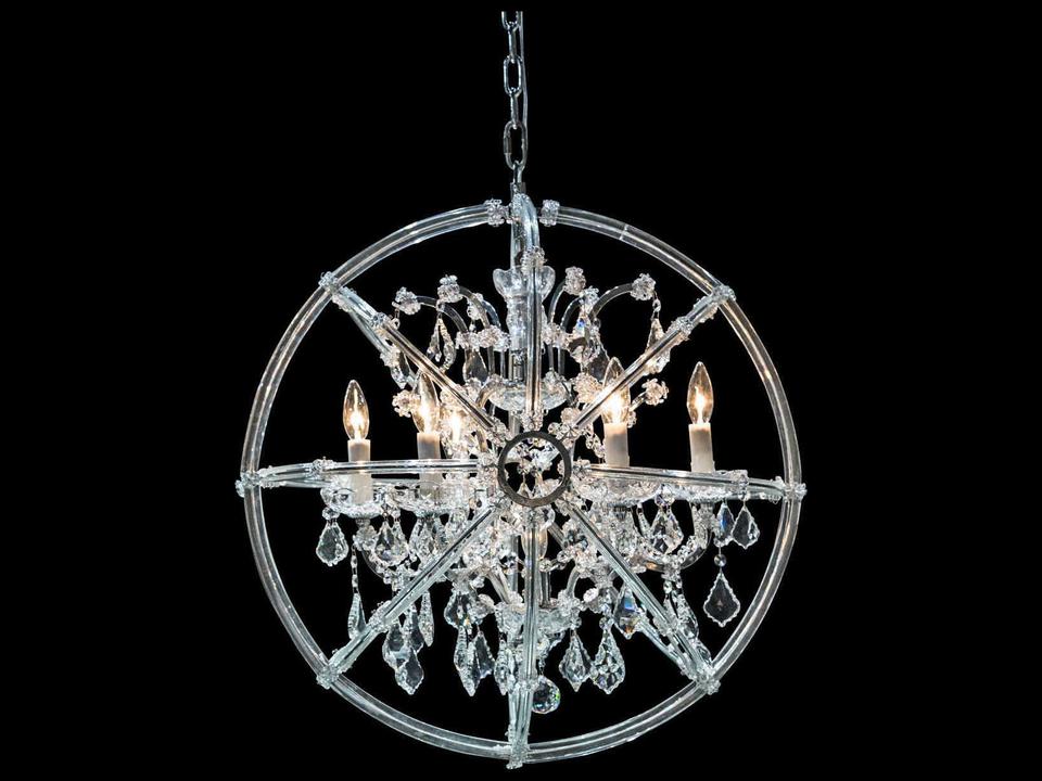Pena 6-Light Chandelier in Chrome with Clear Crystal