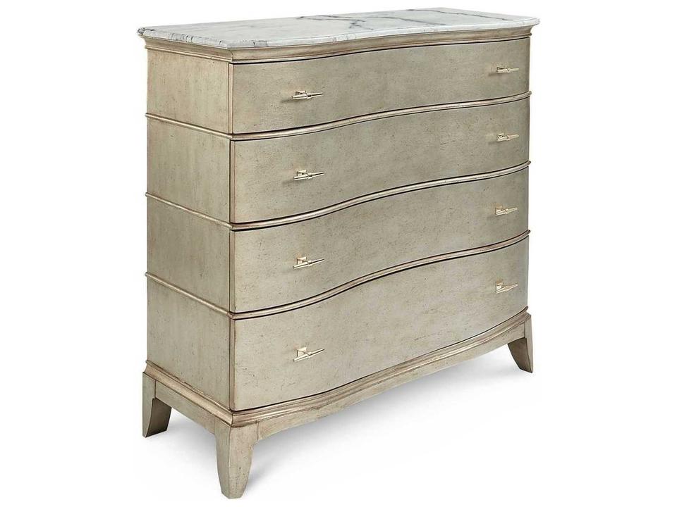 Starlite 4-Drawer Media Chest in Silver with Stone Top