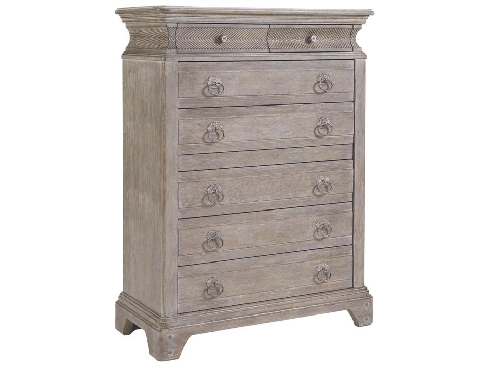 Summer Creek Light Keeper's Oak 8-Drawer Chest with Chevron Pattern