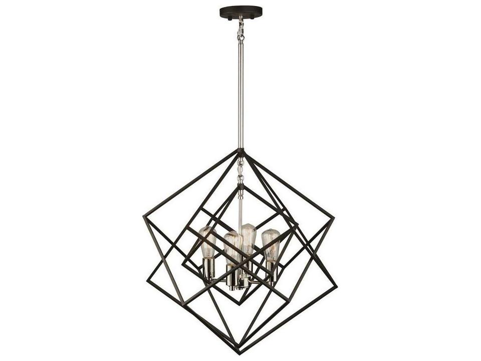 4-Light Artistry Chandelier in Polished Nickel and Matte Black