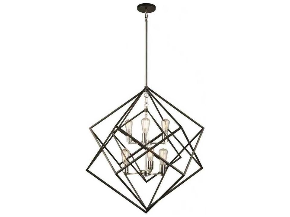 6-Light Artistry Chandelier in Polished Nickel and Matte Black