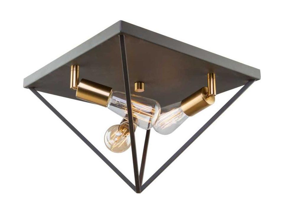 Artistry 3-Light Flush Mount Ceiling Light in Matte Black and Satin Brass