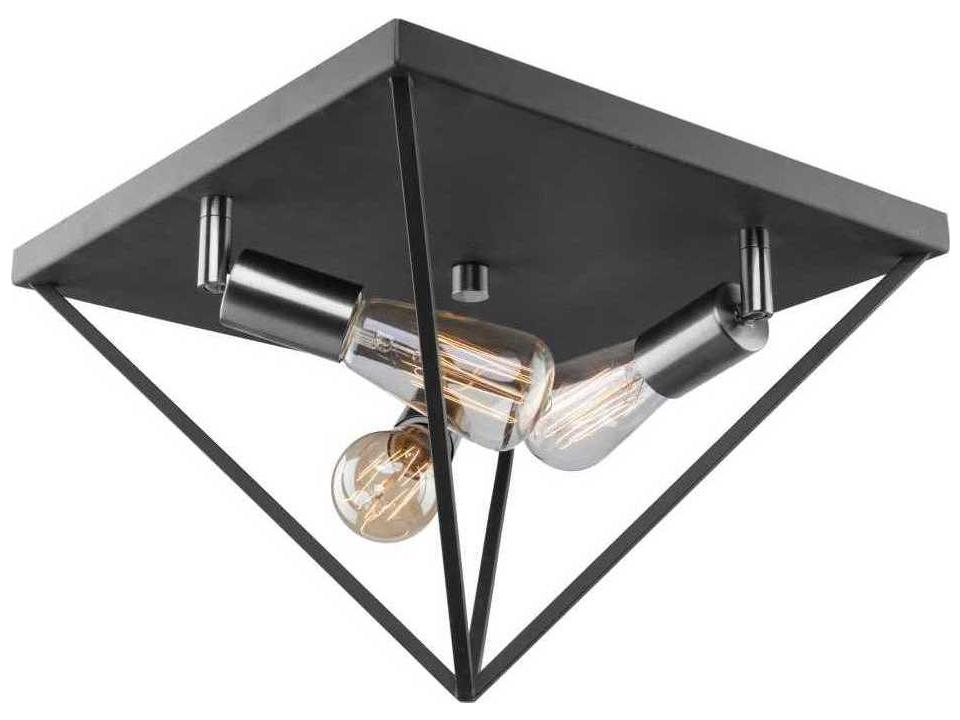Artistry 3-Light Flush Mount Ceiling Light in Polished Nickel and Matte Black