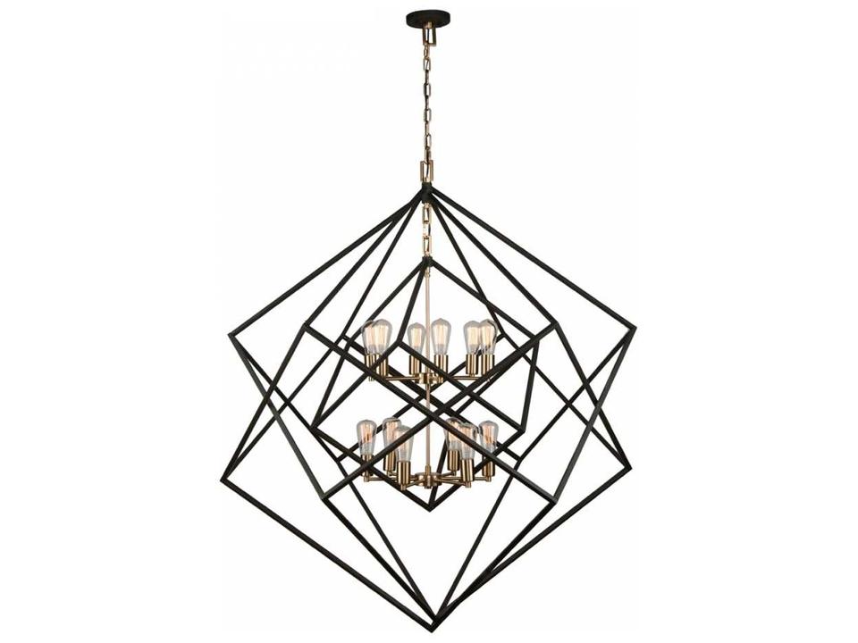 12-Light Artistry Chandelier in Matte Black and Satin Brass