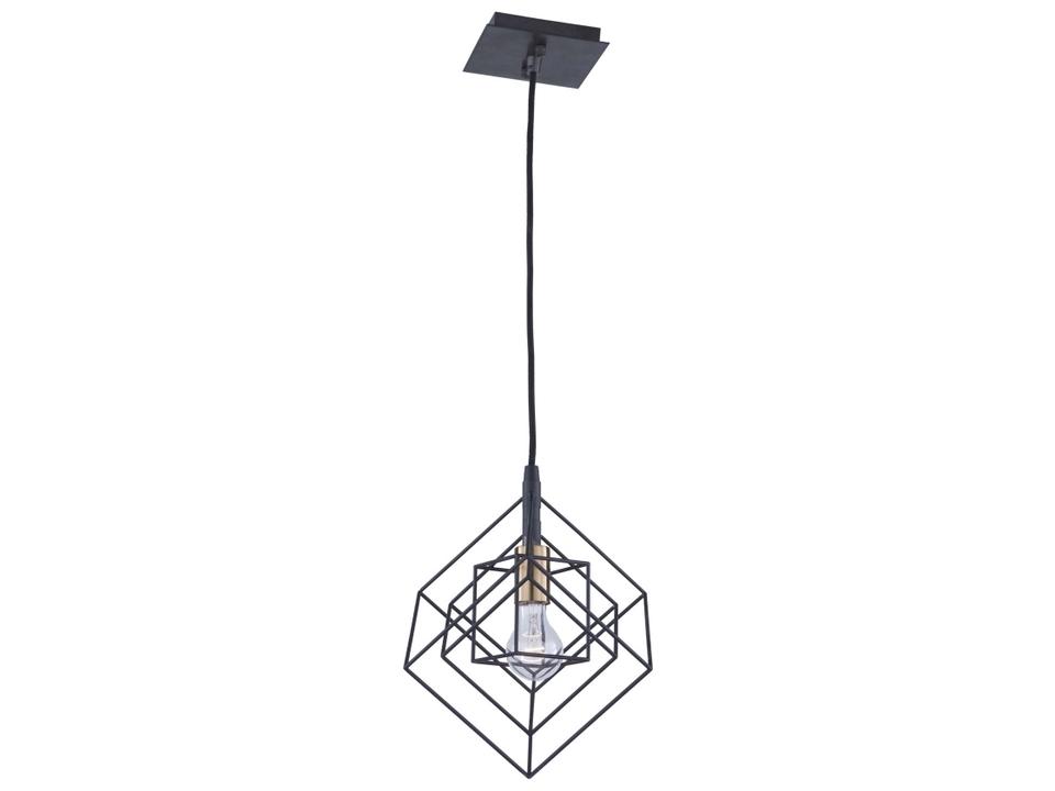 Artistry 1-Light Geometric Pendant Light in Matte Black and Harvest Brass