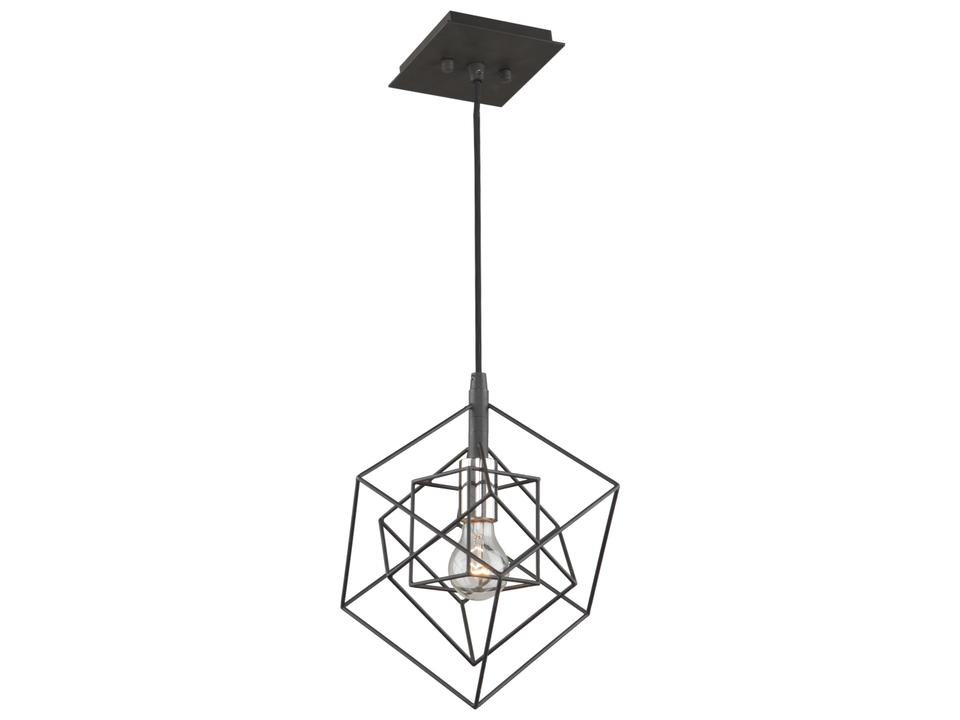 Artistry 1-Light Geometric Pendant Light in Matte Black and Polished Nickel
