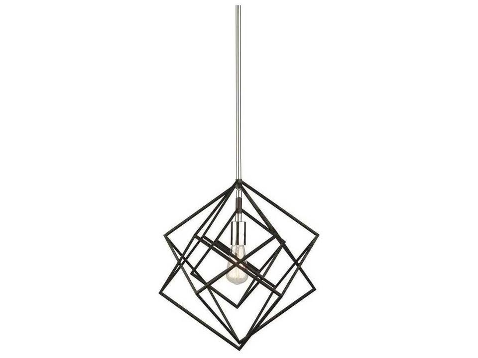 Artistry 1-Light Geometric Pendant Light in Polished Nickel and Matte Black
