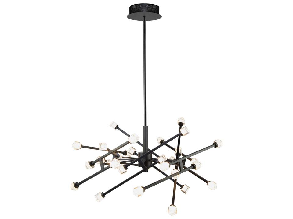 Batton LED Pendant Light in Black with Glass Cubes