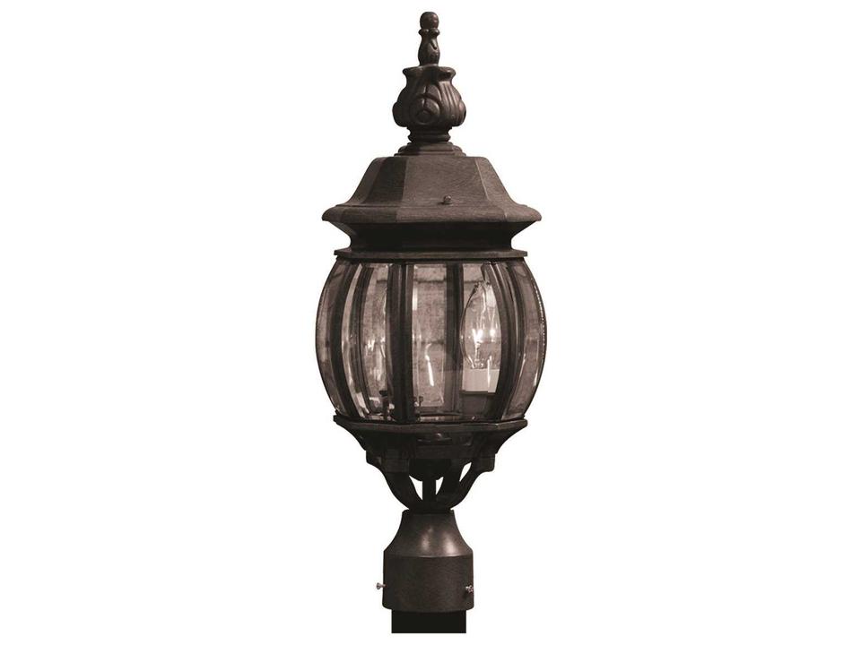Classico 3-Light Outdoor Post Light in White with Clear Glass