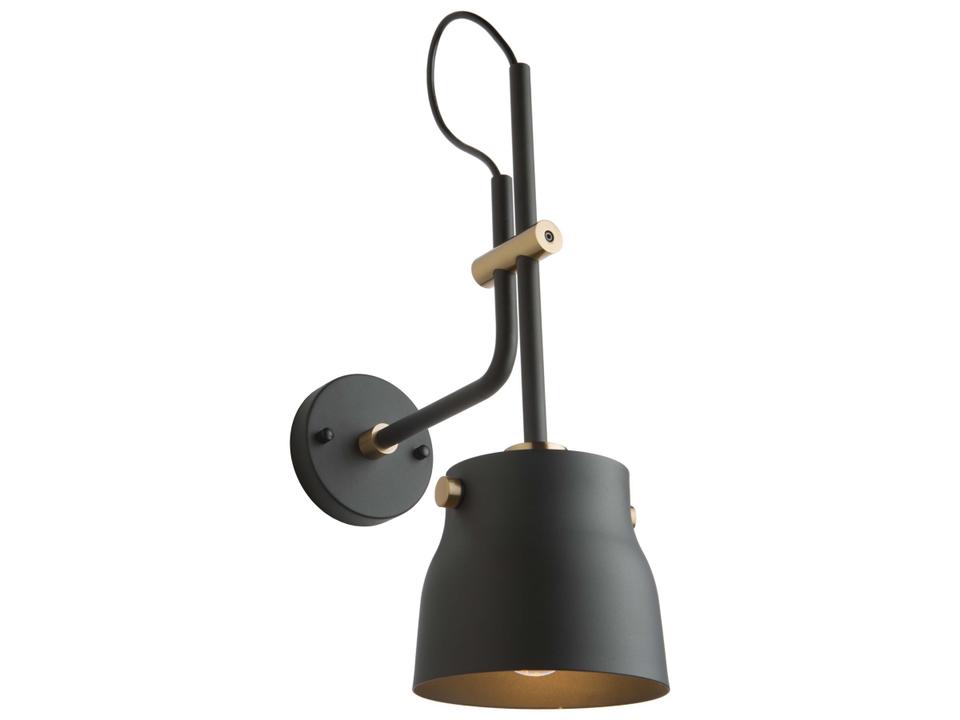 Euro Industrial 1-Light Wall Sconce in Matte Black and Harvest Brass