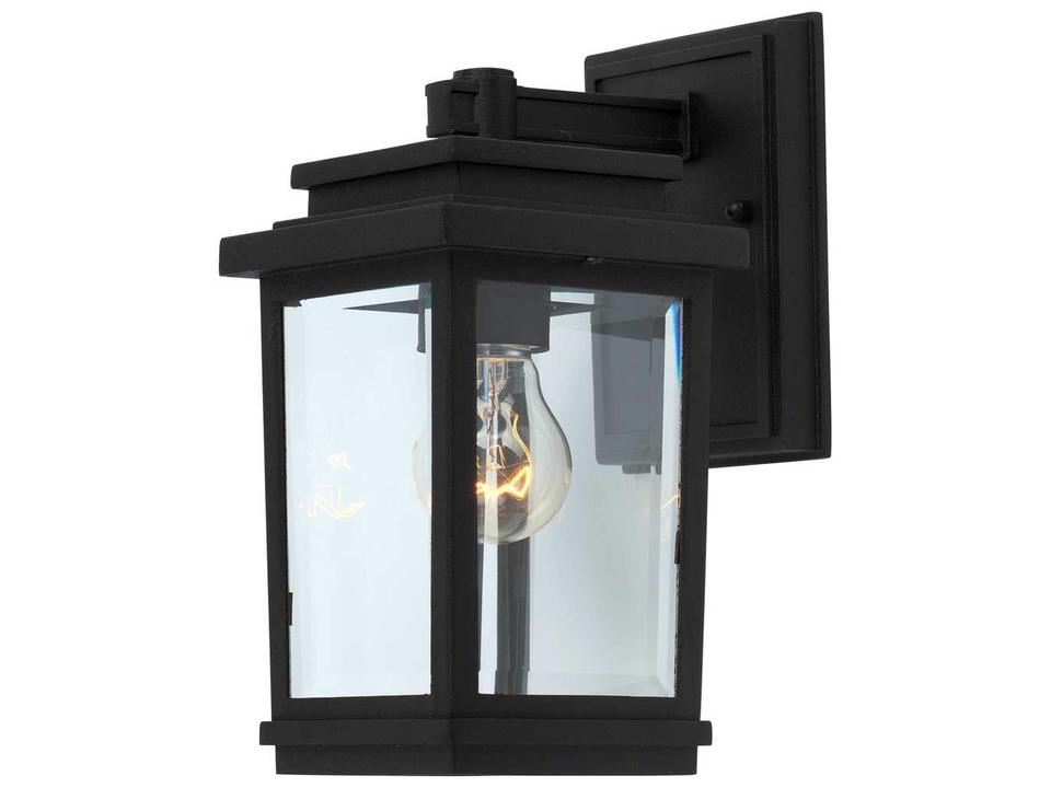 Freemont 1-Light Outdoor Wall Sconce in Black with Clear Glass