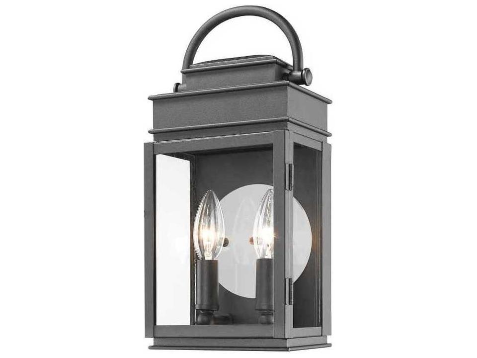 Fulton 2-Light Outdoor Wall Sconce in Black with Clear Glass