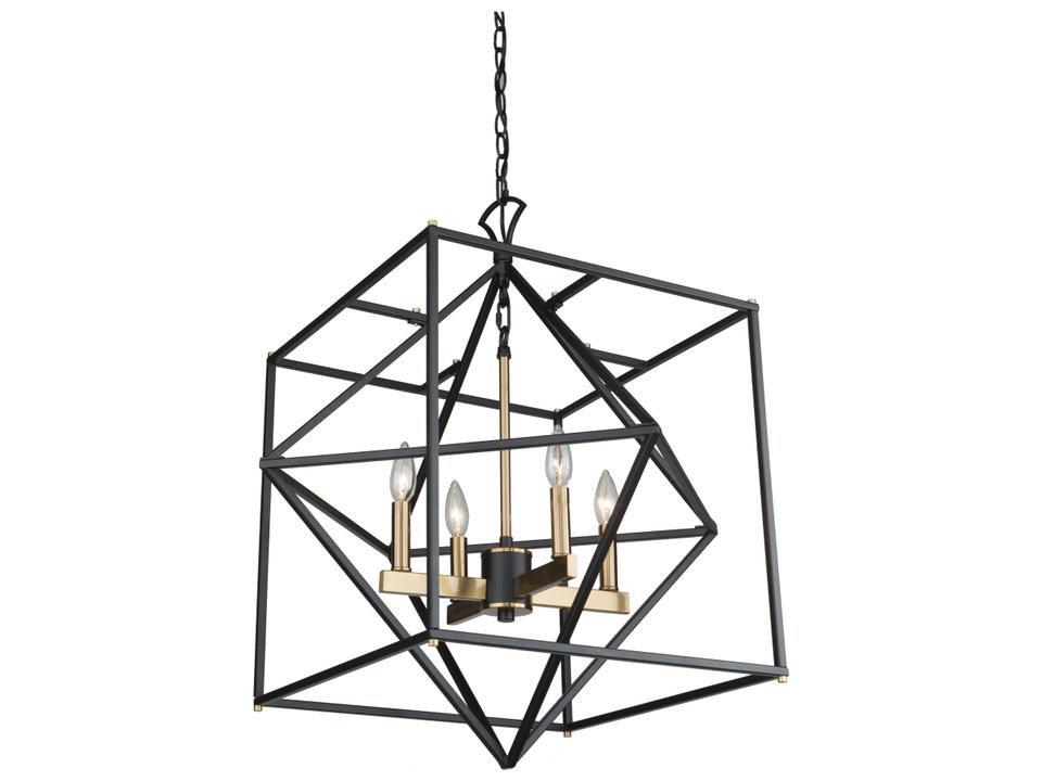 Roxton 4-Light Chandelier in Matte Black and Harvest Brass