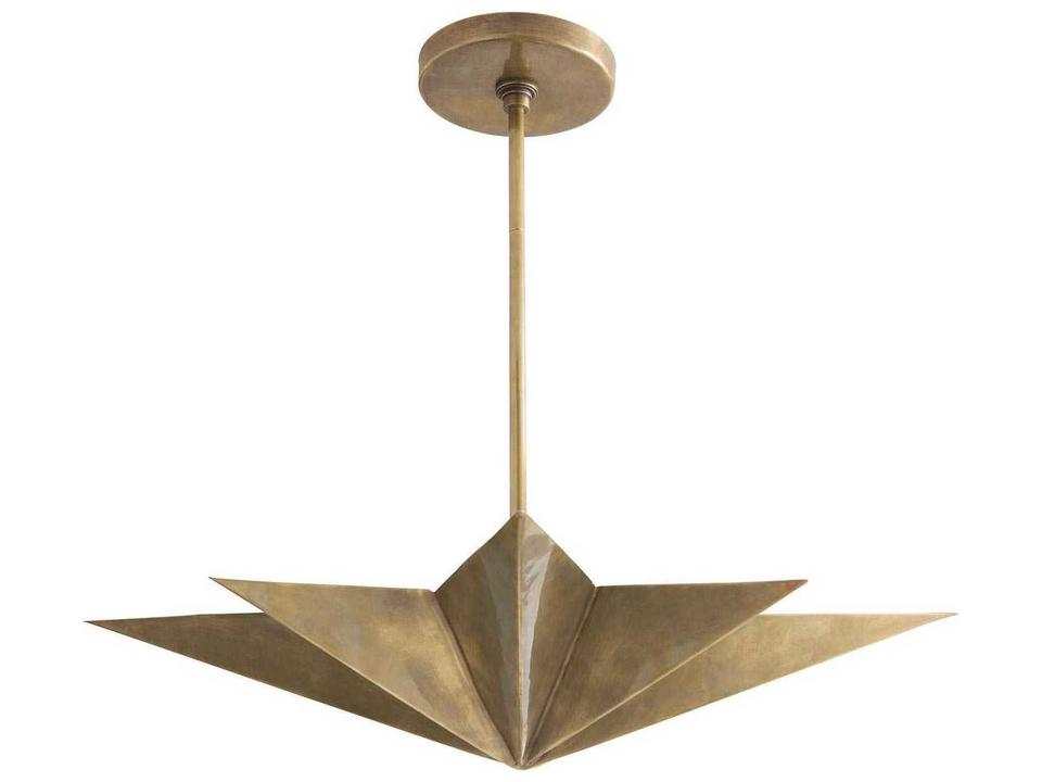 Rex 4-Light Star Pendant Light Antique Brass with Low Ceiling Design