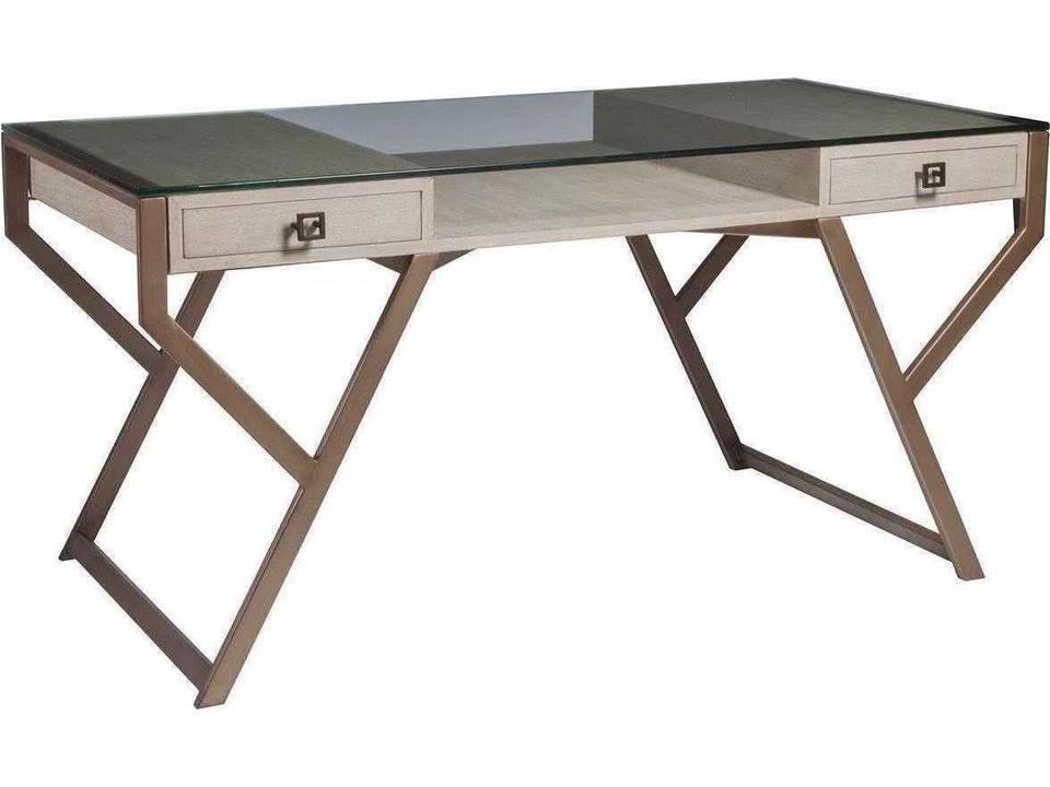 Interlaken Secretary Desk with Bianco Finish and Tempered Glass Top