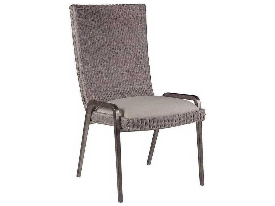 Home Iteration Upholstered Dining Side Chair in Antiqued Silver and Natural Vanilla