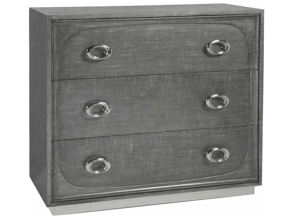 Home Iridium 3-Drawer Hall Chest in Gray and Silver Leaf