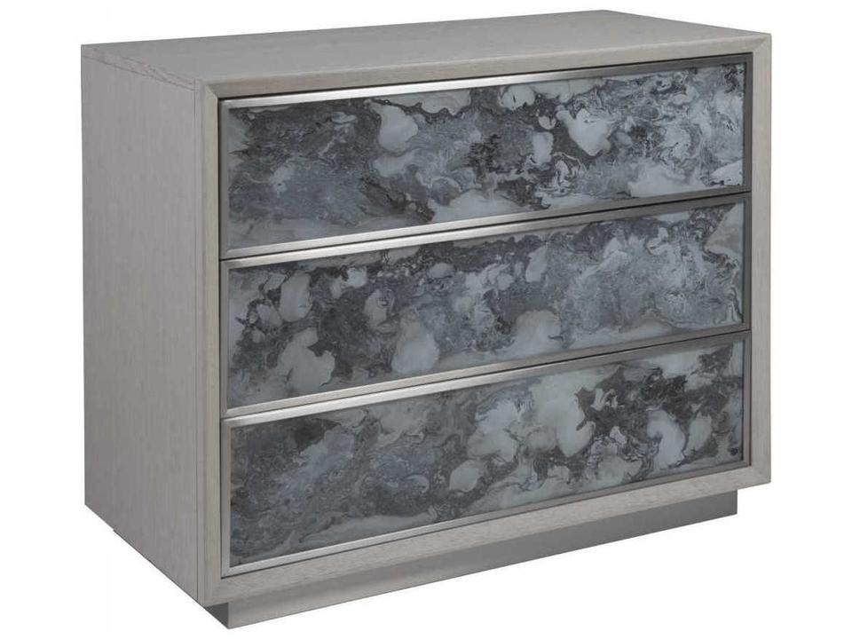 Signature Designs Metaphor 3-Drawer Accent Chest in White Sandblasted Eglomise