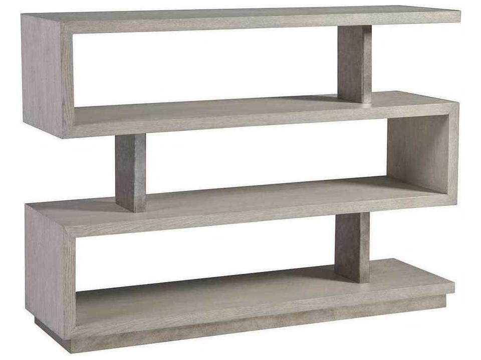 Home Soiree Low Bookcase Wire Brushed Light Gray and Antiqued Silver Leaf
