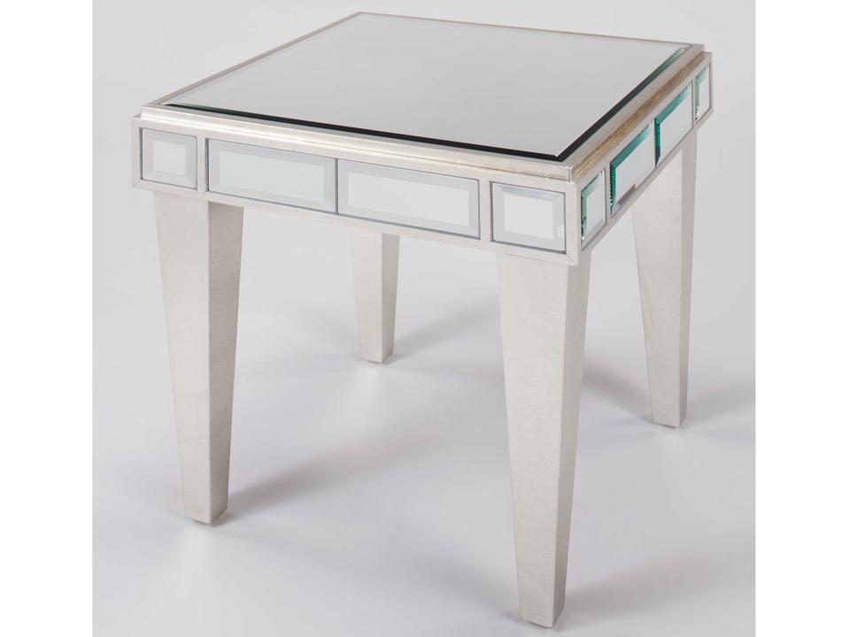 24 Inch Square Silverleaf Champagne Mirrored End Table