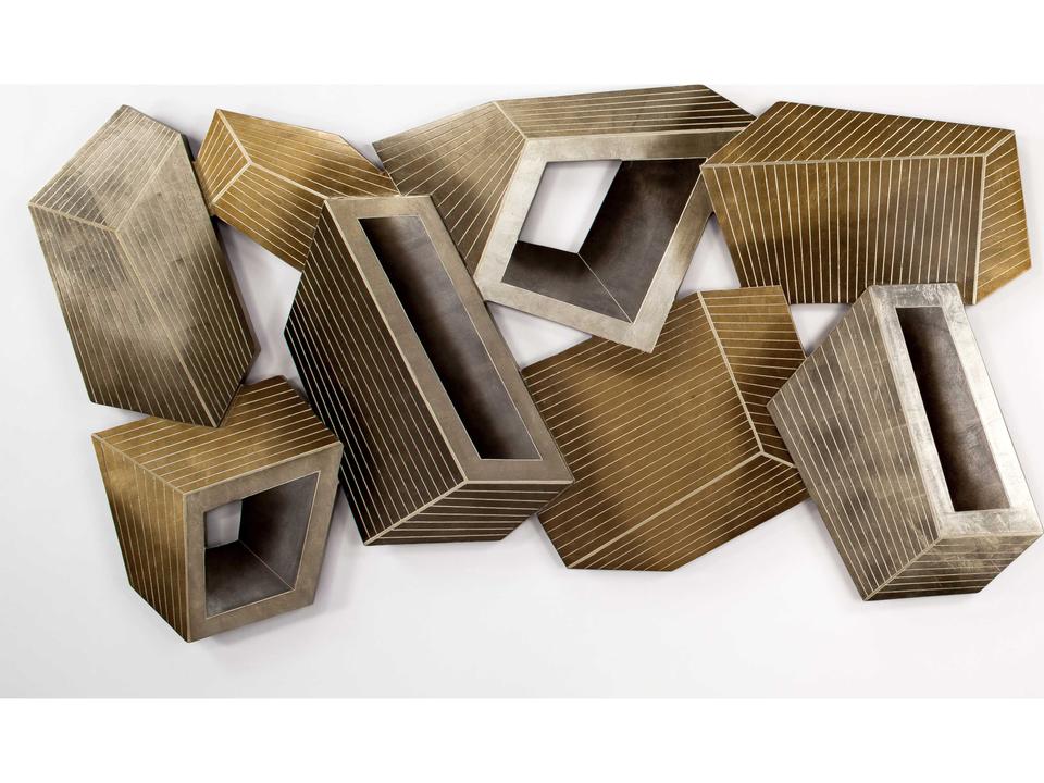 73 x 40 Inch Metallic Tone Metal Wall Art Hand Painted