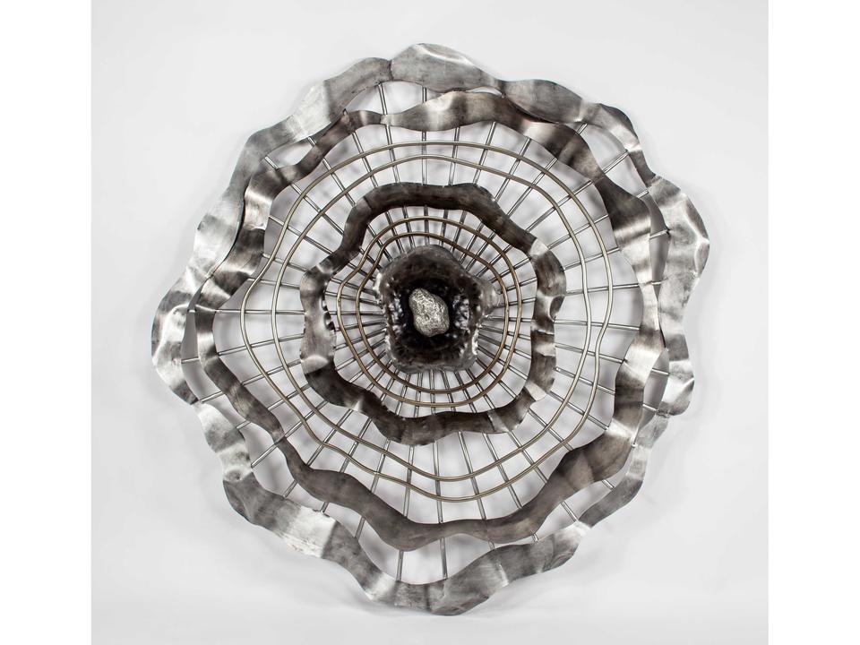 Metal Handpainted Wall Art in Worn Silver Finish