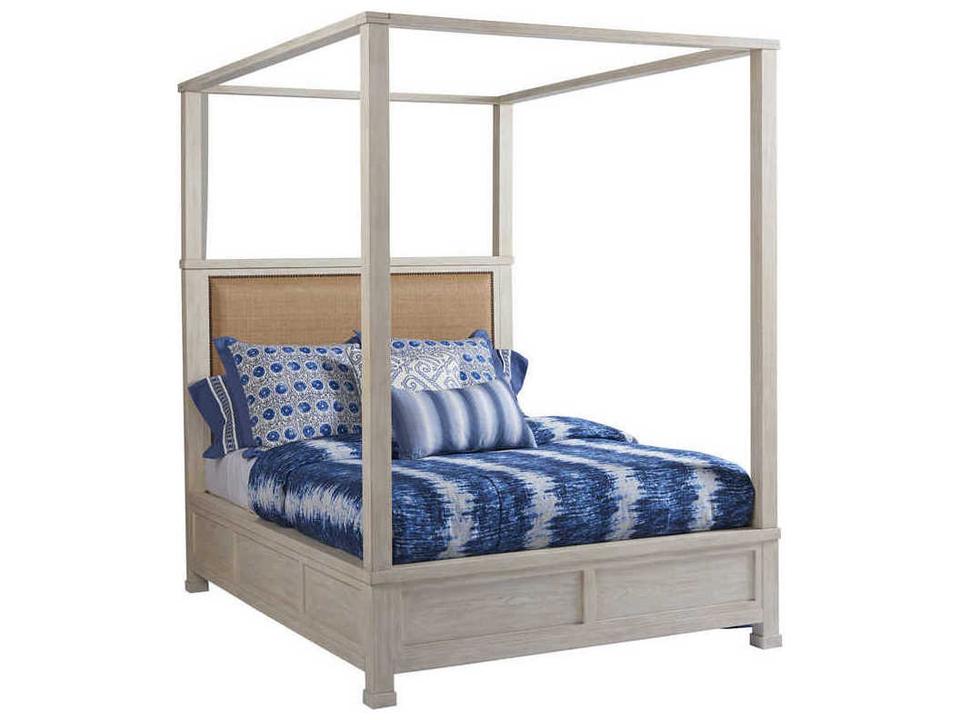 Newport Shorecliff Queen Canopy Bed in Sailcloth with Raffia